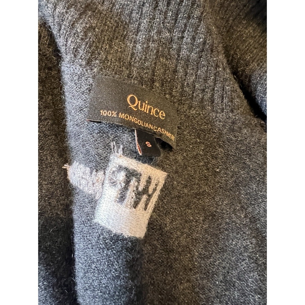 Quince Mongolian Cashmere Open Cardigan Sweater Womens Small Dark Grey - Logo - Picture 7 of 8